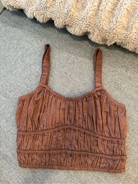 Faithfull the Brand Brown Ruched Cropped Tank
